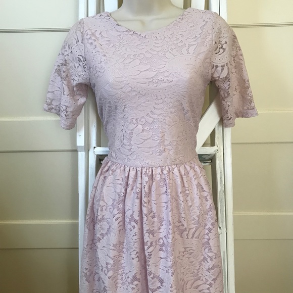 Light Pink Lace Dress with Wrap Back - Picture 3 of 6